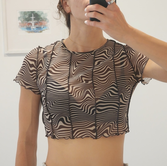 H&M mesh stripped crop top size S - Picture 1 of 2